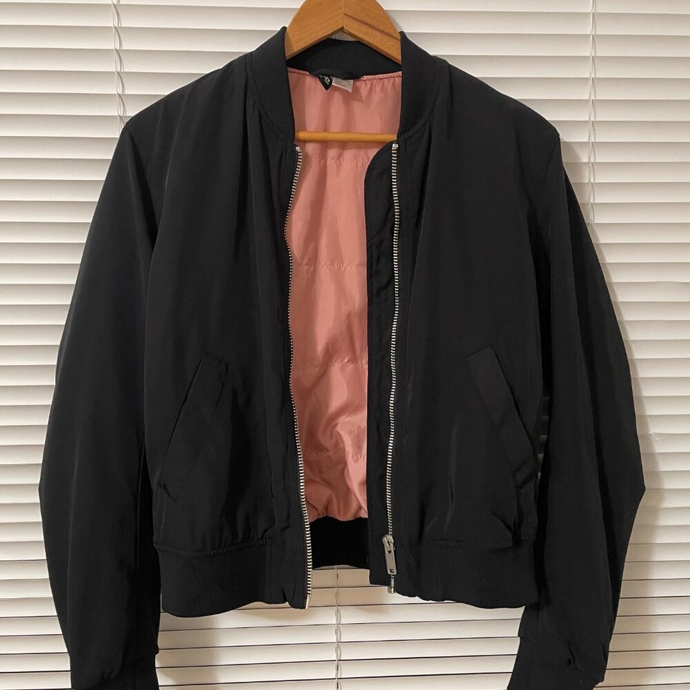 Cropped Light Weight Black Bomber Jacket